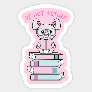 Do not disturb, cute rabbit reading Sticker